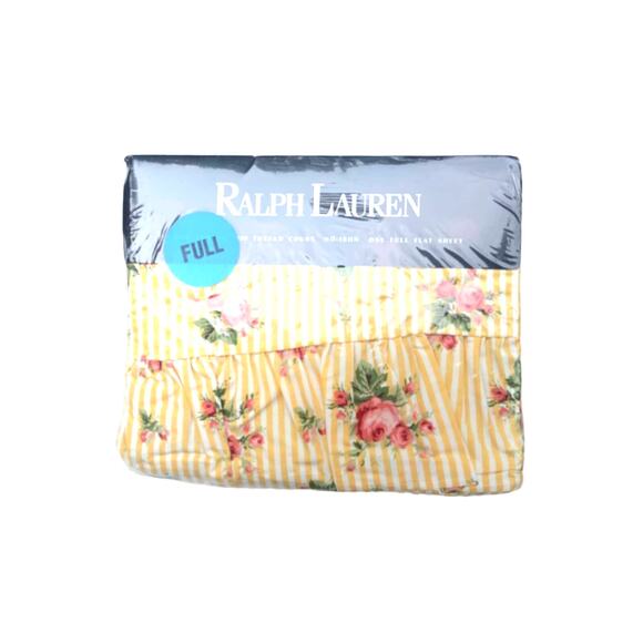 Vtg Ralph Lauren "Sophie" No-Iron Full Flat Sheet Floral Design Ruffle Edge - Picture 2 of 3